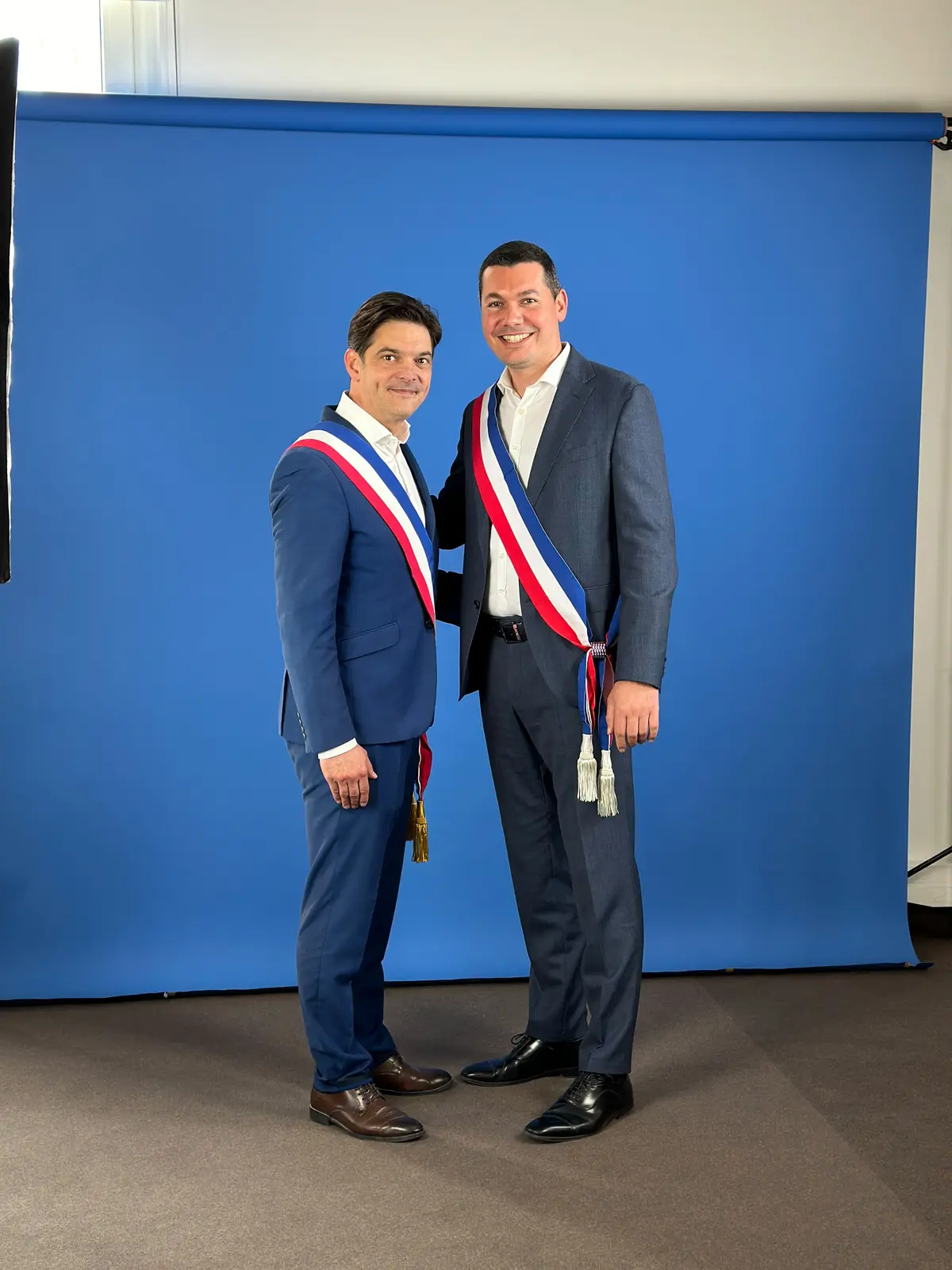 Simon Daragon et Jérôme Viaud, maire de Grasse, lors de la cérémonie d'installation